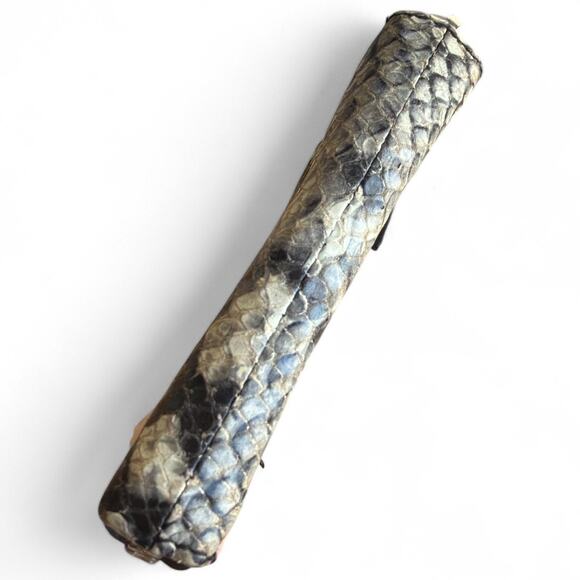 Zadig & Voltaire Leather Compact Zip Around Wallet Organizer Snake Gray Cream - Picture 5 of 9